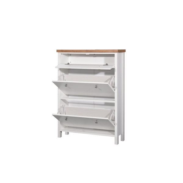 Astbury  3 Tier Shoe Cabinet in White and Oak - Image 4