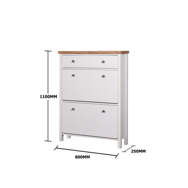 Astbury  3 Tier Shoe Cabinet in White and Oak - Image 5