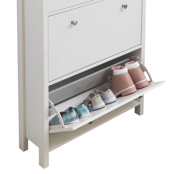 Astbury  3 Tier Shoe Cabinet in White and Oak - Image 7