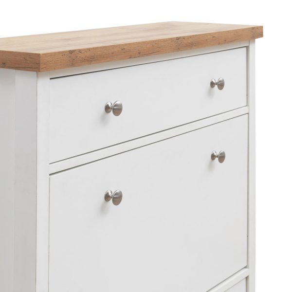 Astbury  3 Tier Shoe Cabinet in White and Oak - Image 8