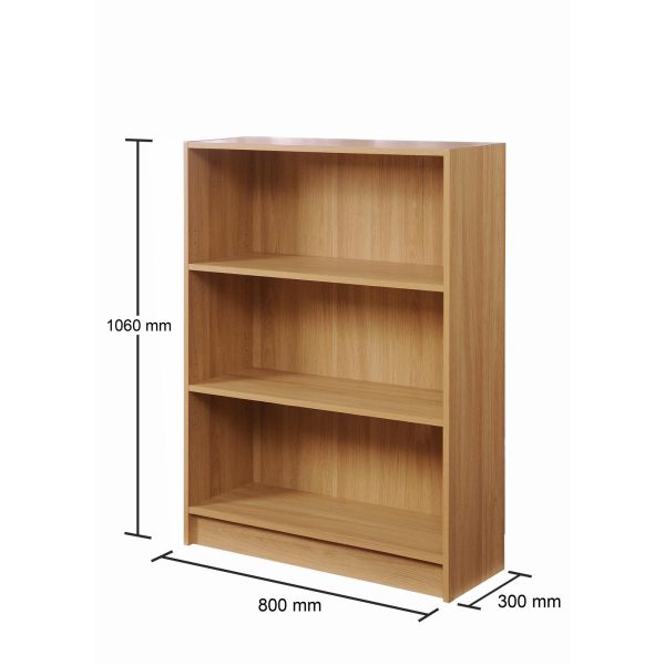 Essentials Low Wide Bookcase in Yellow Oak - Image 4