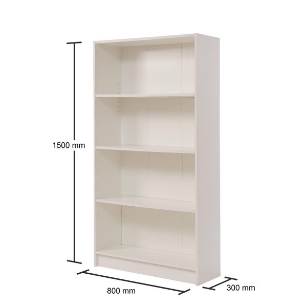 Essentials Tall Bookcase in White - Image 4