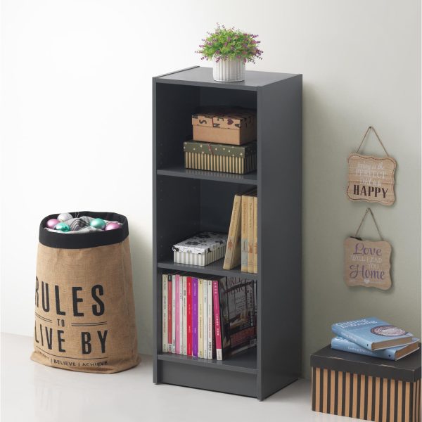 Essentials Medium Narrow Bookcase in Dark Grey