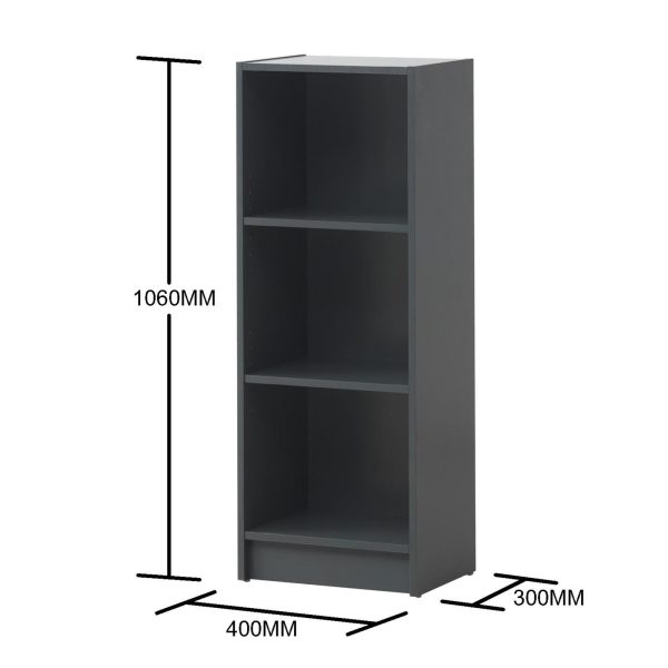 Essentials Medium Narrow Bookcase in Dark Grey - Image 4