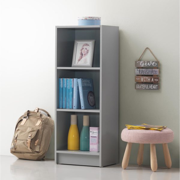 Essentials Medium Narrow Bookcase in Grey