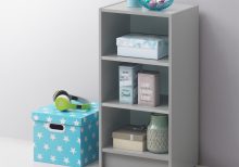 Essentials Small Narrow Bookcase in Grey