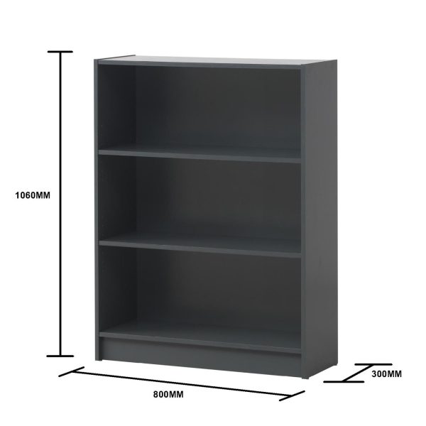 Essentials Low Wide Bookcase in Dark Grey - Image 6