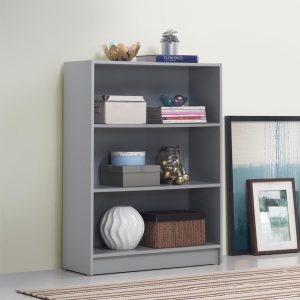 Essentials Low Wide Bookcase in Grey