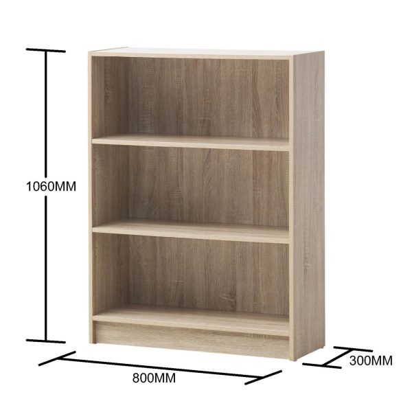 Essentials Low Wide Bookcase in Oak - Image 6