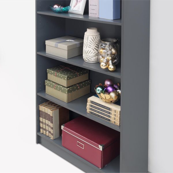 Essentials Tall Bookcase in Dark Grey - Image 4