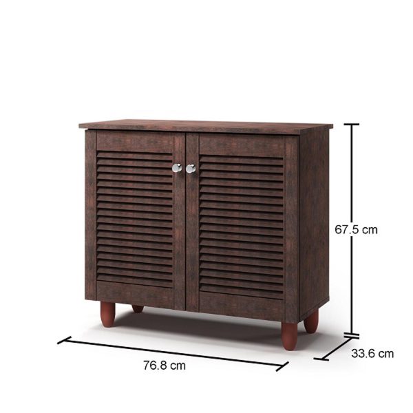 Essentials 2 Door Shoe Cabinet in Dark Oak - Image 2