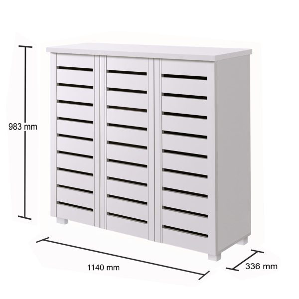 Essentials 3 Door shoe cabinet in White - Image 2