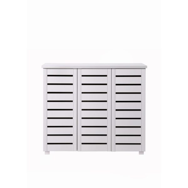 Essentials 3 Door shoe cabinet in White - Image 3