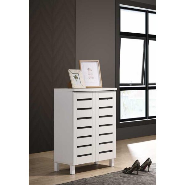 Essentials 2 Door Shoe Cabinet in White - Image 5