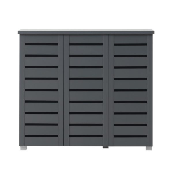 Essentials 3 Door shoe cabinet in Dark Grey - Image 2