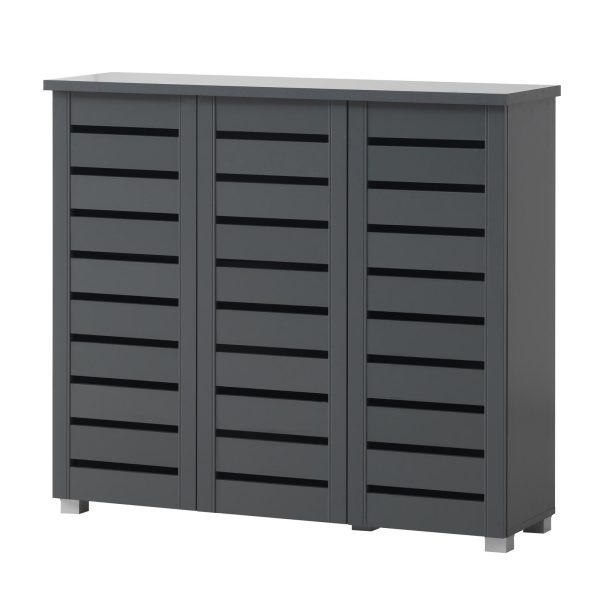 Essentials 3 Door shoe cabinet in Dark Grey - Image 3