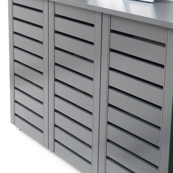 Essentials 3 Door shoe cabinet in Dark Grey - Image 4