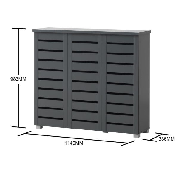 Essentials 3 Door shoe cabinet in Dark Grey - Image 5