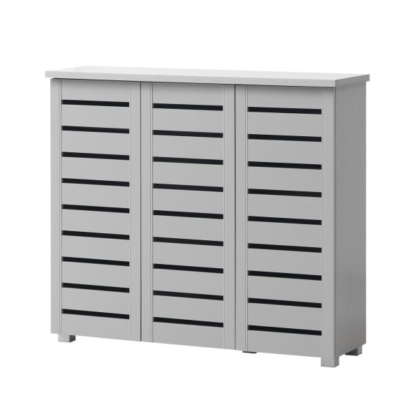 Essentials 3 Door shoe cabinet in Grey - Image 3