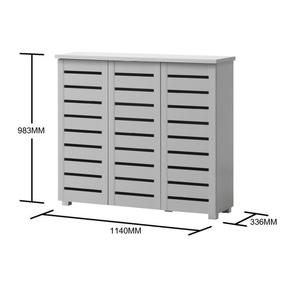 Essentials 3 Door shoe cabinet in Grey - Image 5