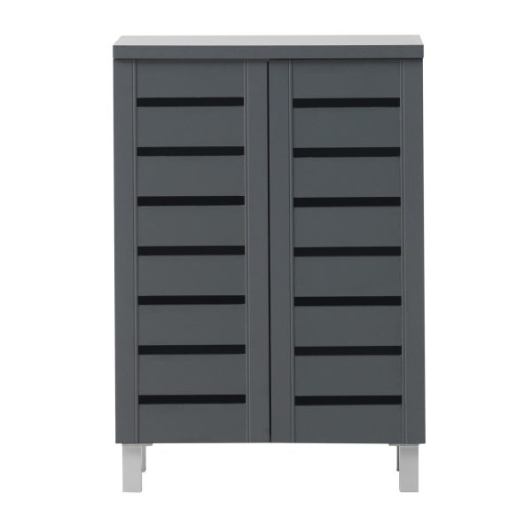 Essentials 2 Door Shoe Cabinet in Dark Grey - Image 2