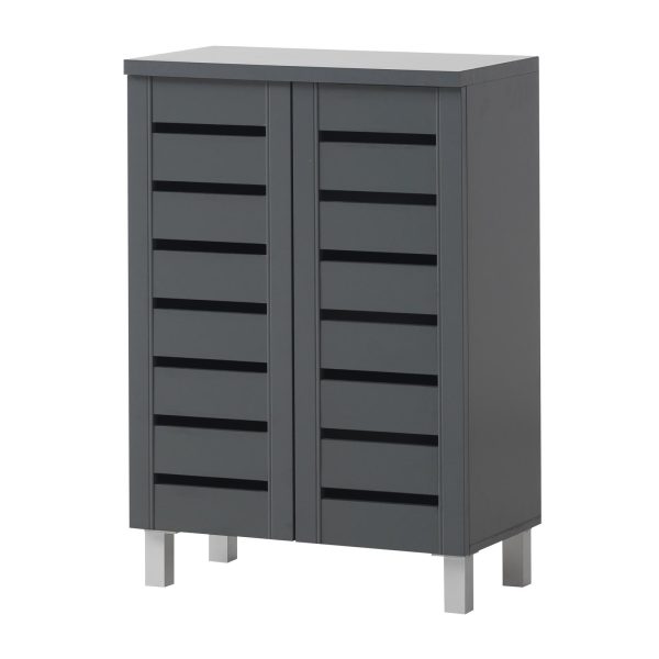 Essentials 2 Door Shoe Cabinet in Dark Grey - Image 3