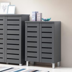 Essentials 2 Door Shoe Cabinet in Dark Grey