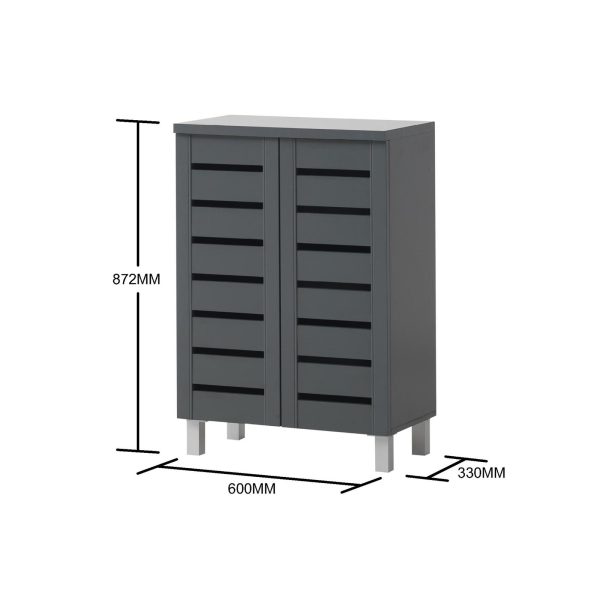 Essentials 2 Door Shoe Cabinet in Dark Grey - Image 5