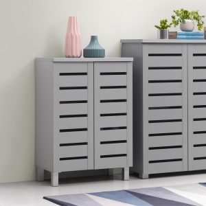 Essentials 2 Door Shoe Cabinet in Grey