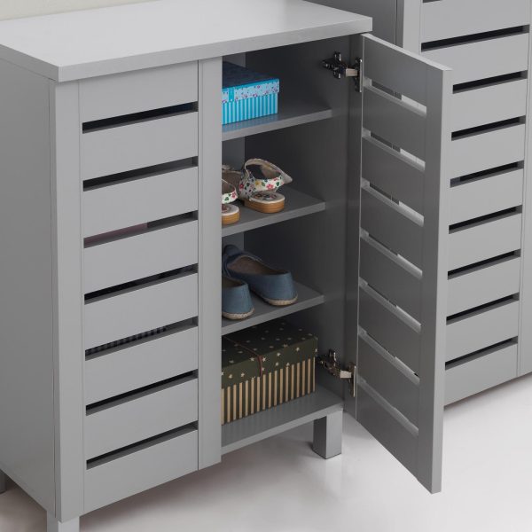 Essentials 2 Door Shoe Cabinet in Grey - Image 4