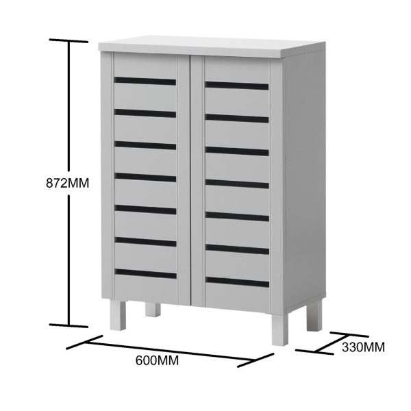 Essentials 2 Door Shoe Cabinet in Grey - Image 5