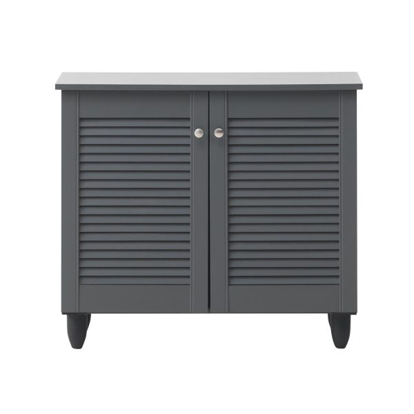 Essentials 2 Door Shoe Cabinet in Dark Grey - Image 2