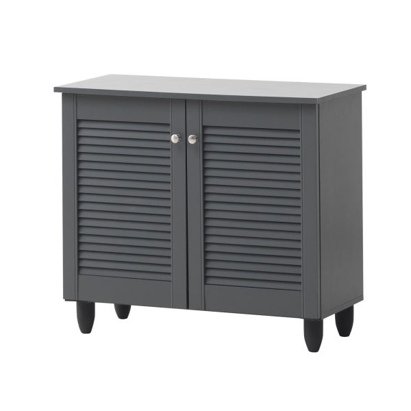 Essentials 2 Door Shoe Cabinet in Dark Grey - Image 3