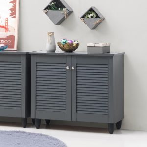 Essentials 2 Door Shoe Cabinet in Dark Grey