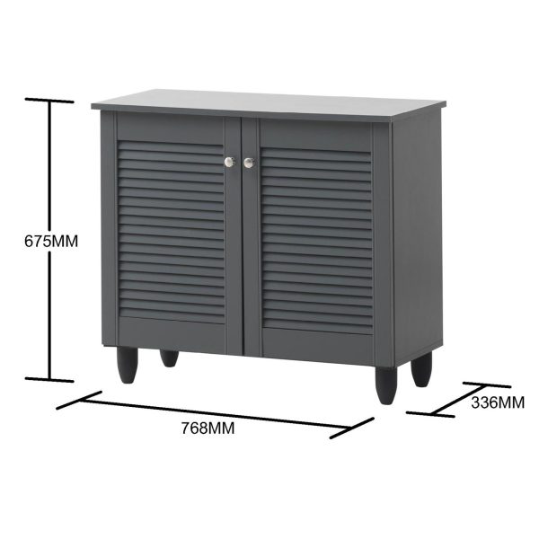 Essentials 2 Door Shoe Cabinet in Dark Grey - Image 6