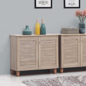 Essentials 2 Door Shoe Cabinet in Oak