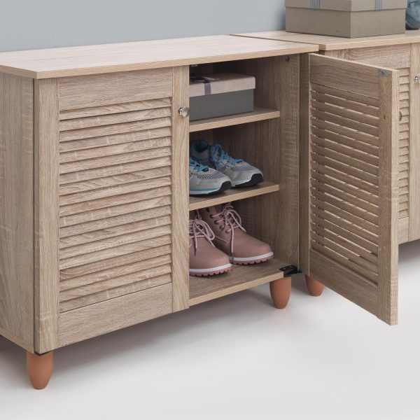 Essentials 2 Door Shoe Cabinet in Oak - Image 2