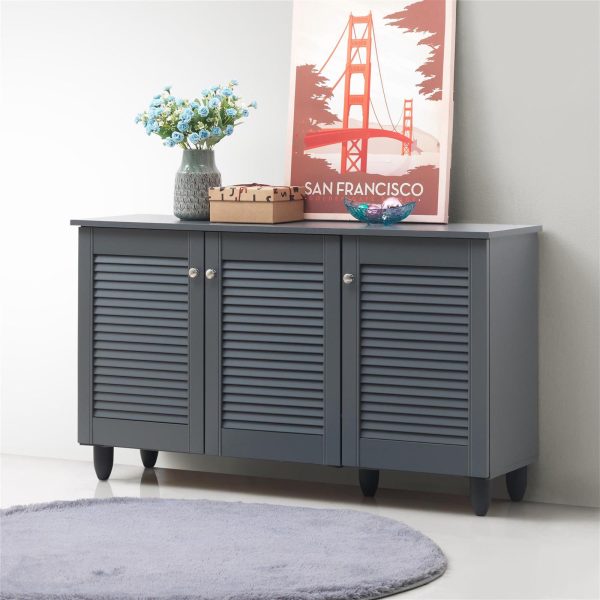 Essentials 3 Door Shoe Cabinet in Dark Grey