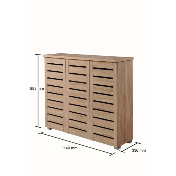 Essentials 3 Door Shoe Cabinet in Sonoma Oak - Image 4