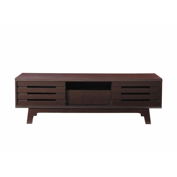 Essentials TV Cabinet with Sliding Doors in Wenge Dark Oak - Image 3