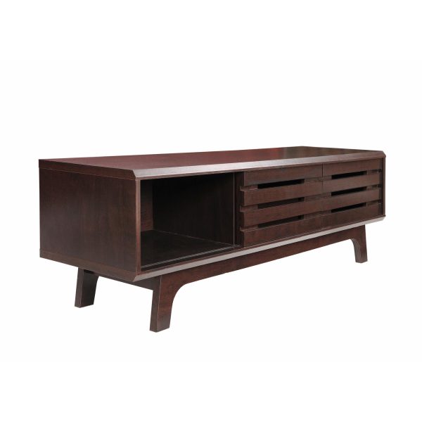 Essentials TV Cabinet with Sliding Doors in Wenge Dark Oak - Image 4