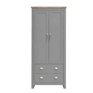 Lisbon 2 Door Wardrobe 2 Drawers in Light Grey and Oak