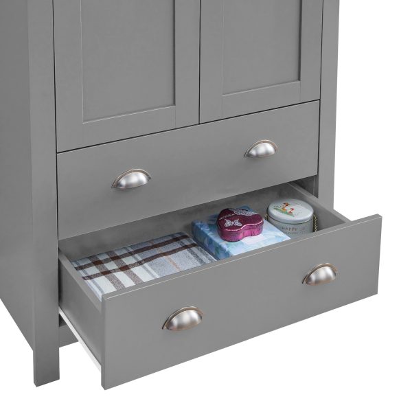 Lisbon 2 Door Wardrobe 2 Drawers in Light Grey and Oak - Image 6