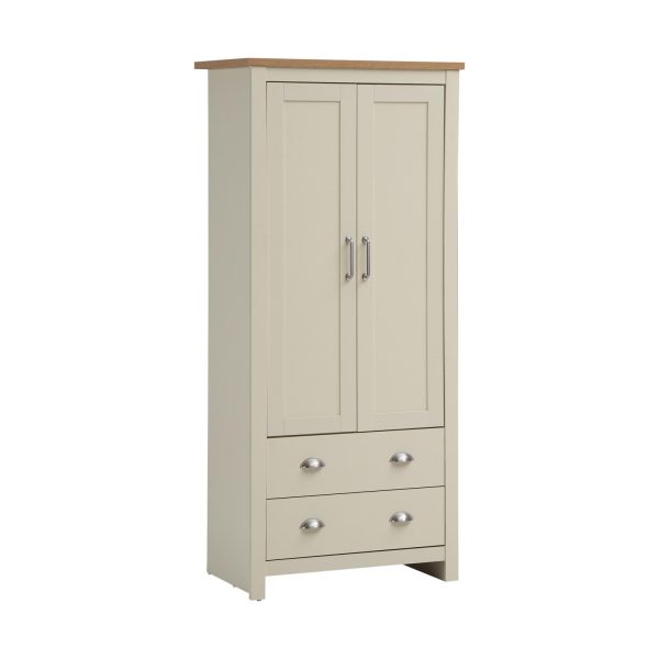 Lisbon 2 Door Wardrobe 2 Drawers in Cream and cascading Oak