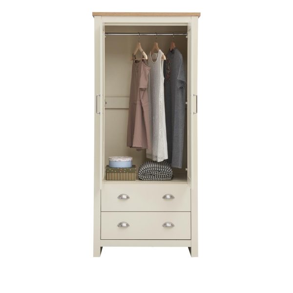 Lisbon 2 Door Wardrobe 2 Drawers in Cream and cascading Oak - Image 3