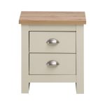Lisbon Nightstand with 2 Drawers in Cream and cascading Oak