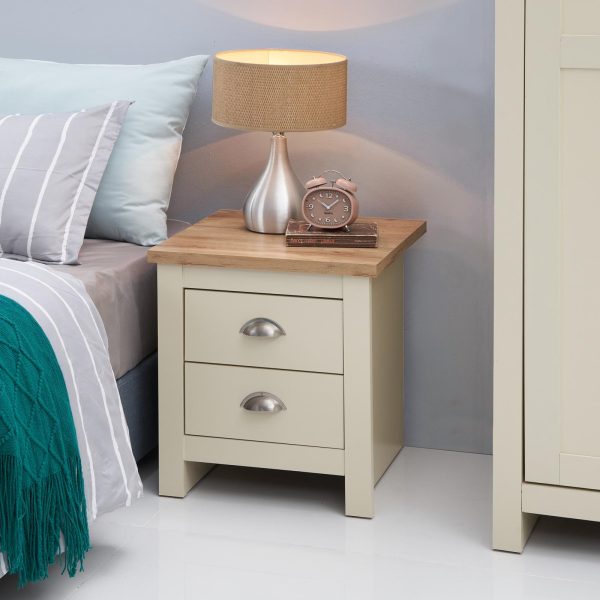 Lisbon 2 Piece Set (3+4 Chest, 2 Drw Bedside) Cream and Oak - Image 9