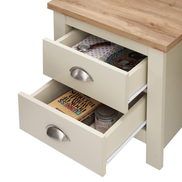 Lisbon 2 Piece Set (3+4 Chest, 2 Drw Bedside) Cream and Oak - Image 13