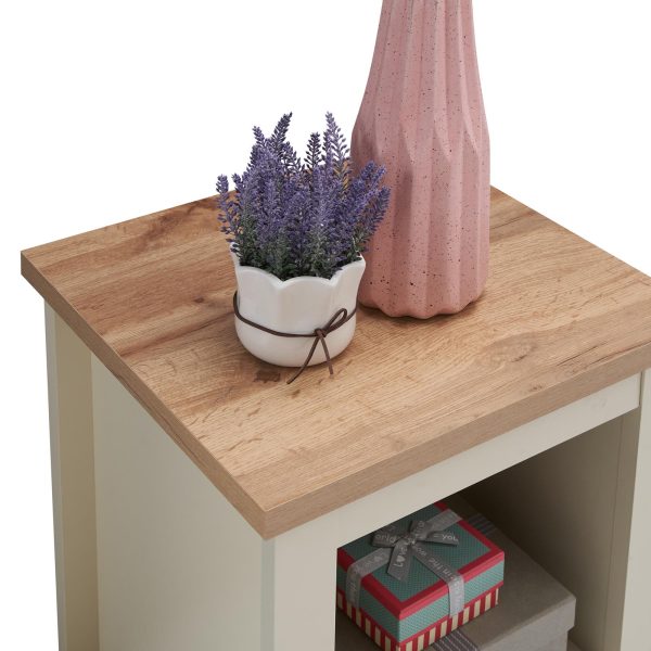 Lisbon Lamp Side Table in Cream and Oak - Image 2