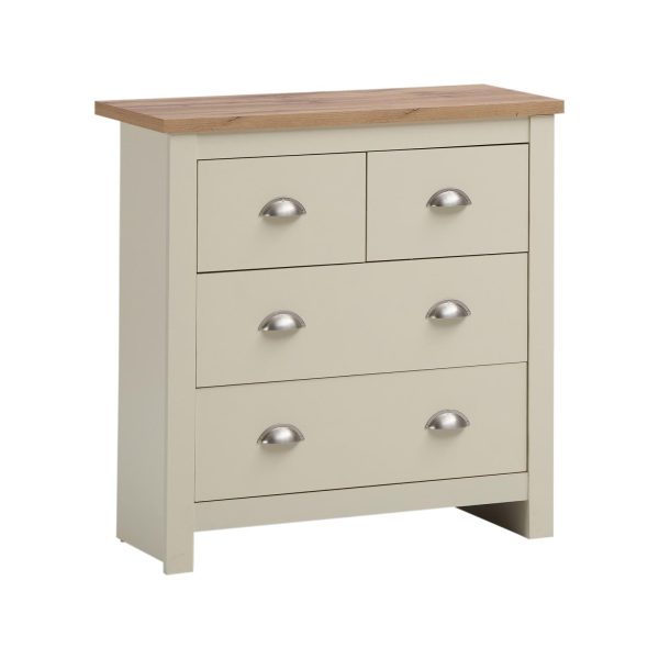 Lisbon Chest of 4 Drawers in Cream and cascading Oak